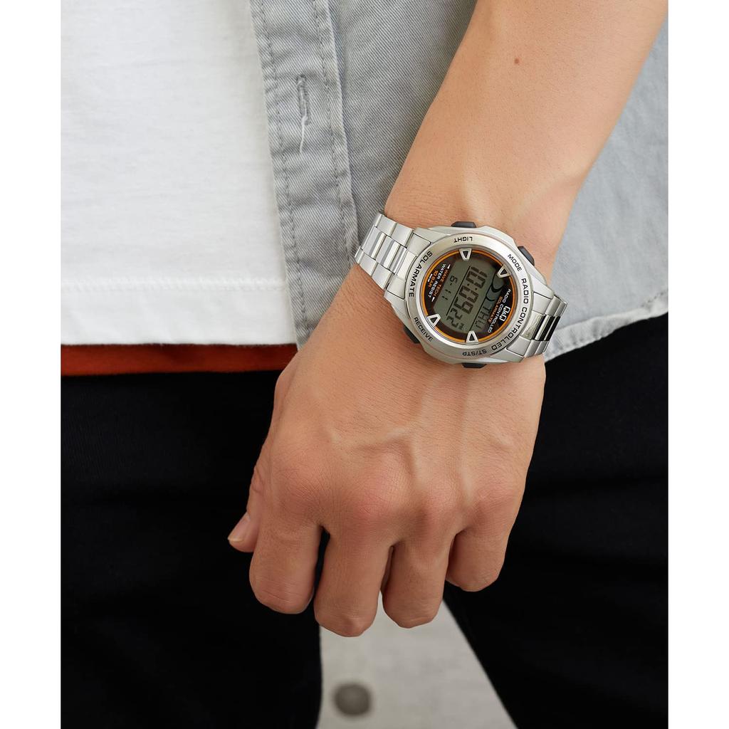 Cue & Cue SOLARMATE MHS7-200 Men's Radio-Controlled Solar Chronograph Watch, Water Resistant to 10 ATM, Silver