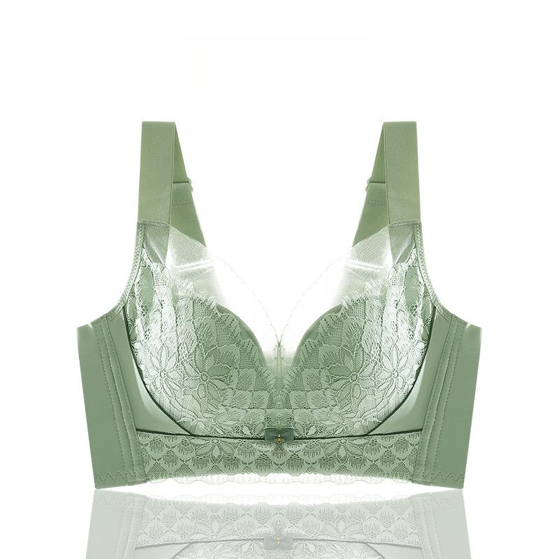 Gather Bra Female Sexy Lace Bra Anti Sagging Side Cinched Accessory Bra No Steel Ring Lace Adjustable Bra