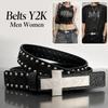 Y2K Punk Cross Belt Hip Hop Streetwear Waist Belt Rivet Studded Belt  For Men Women Jeans