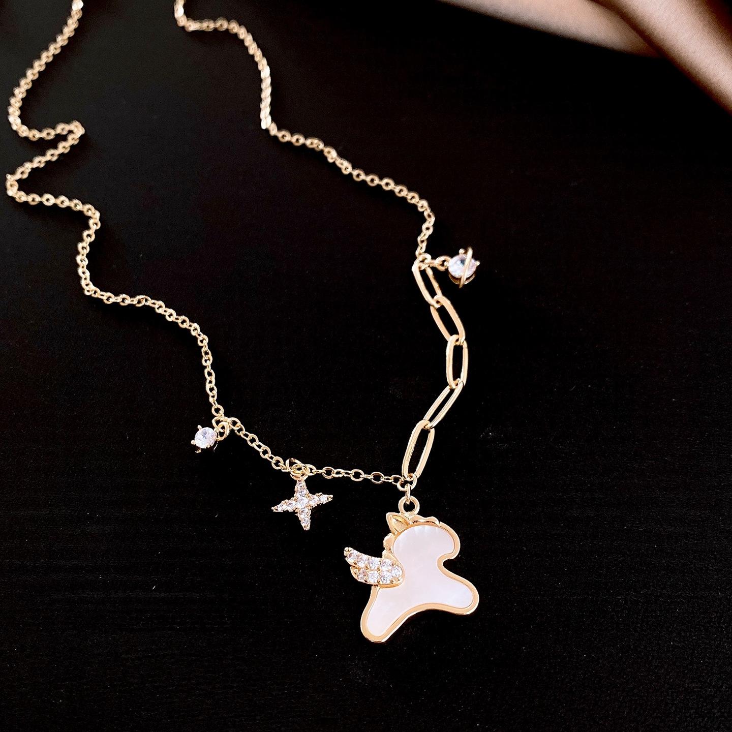 French simple zircon fritillary birth year pony pendant necklace women s sweater chain light luxury necklace