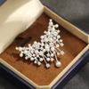 Temperament small fragrant style gold and silver two-color diamond-encrusted gypsy brooch simple and versatile niche imitation pearl irregular pin