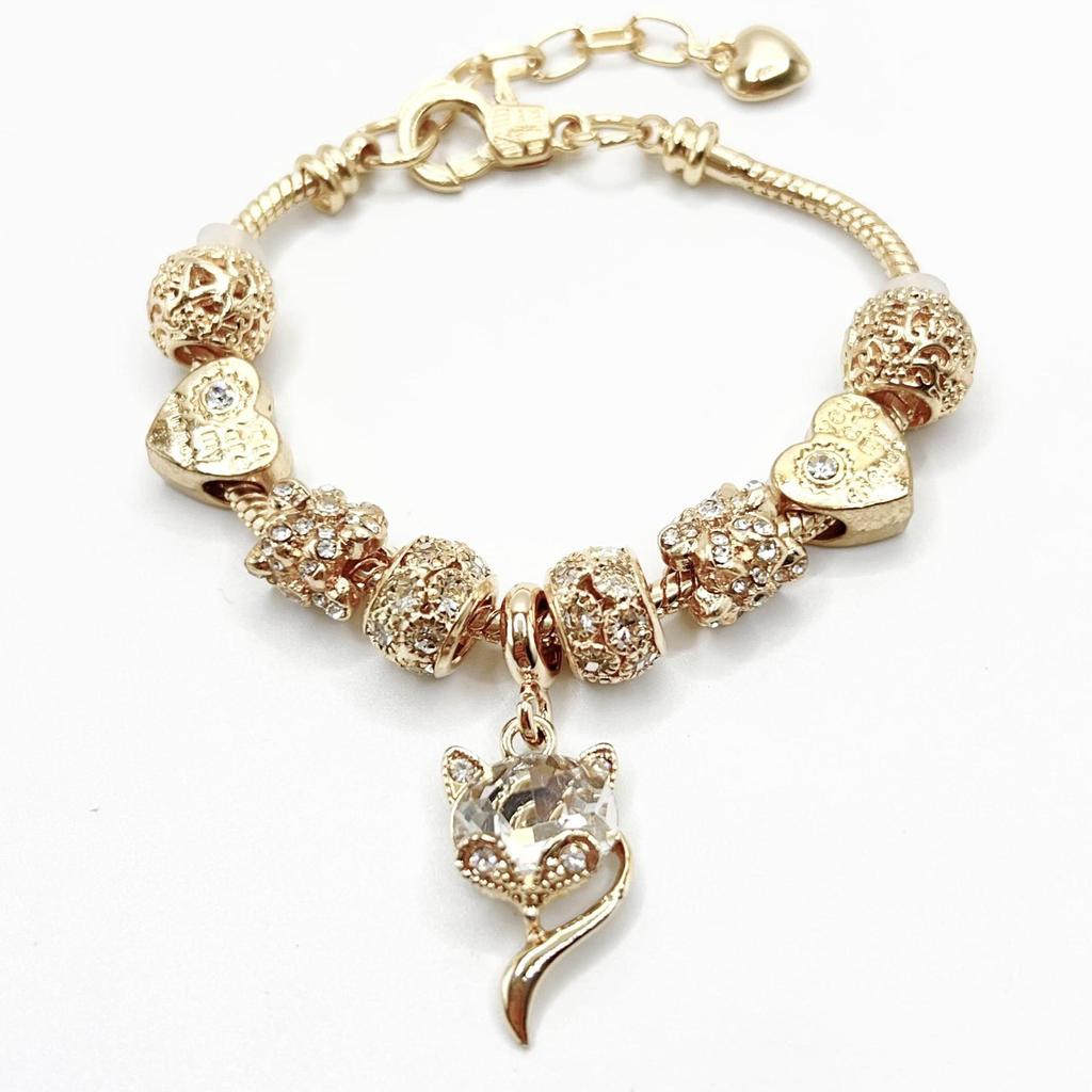18K Gold-Plated Alloy Bracelet for Women - Charming Gold Flower Crystal Zircon Punk Valentine's Day Gift
