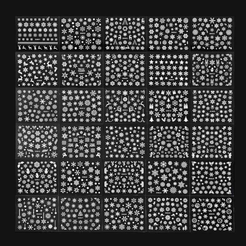 Winter Snowflake Christmas Nail Art Sticker White 3D Relief Adhesive Nail Art Decoration Sticker Nail Charm Manicure Decals