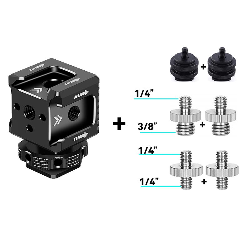 On Camera 3 Cold Shoe Monitor Mount 3 Cold Shoe Adapter Magic Arm Flash Vlog Video Fill Light Microphone Extension Mount Head