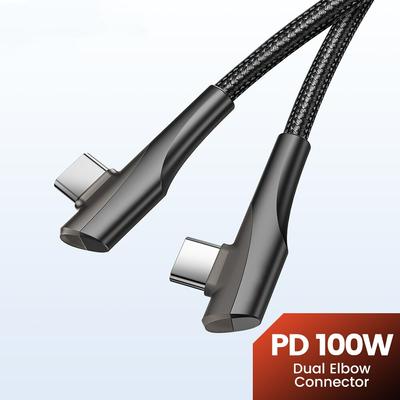 PD 60W 100W USB Type C Cable 90 Degree Dual Elbow Data Cord For iPhone 15 Xiaomi Samsung S23 Realme 5A Fast Charging Wire