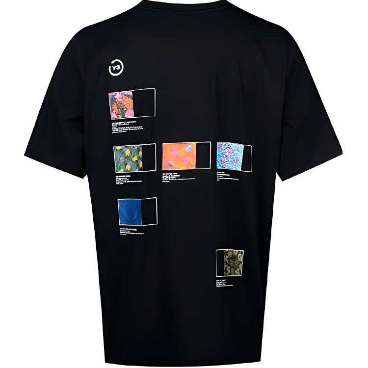 

Y-3 Пуловер с графическим принтом и круглым вырезом, футболка с короткими рукавами, мужской топ, черный HG8802BBS XL