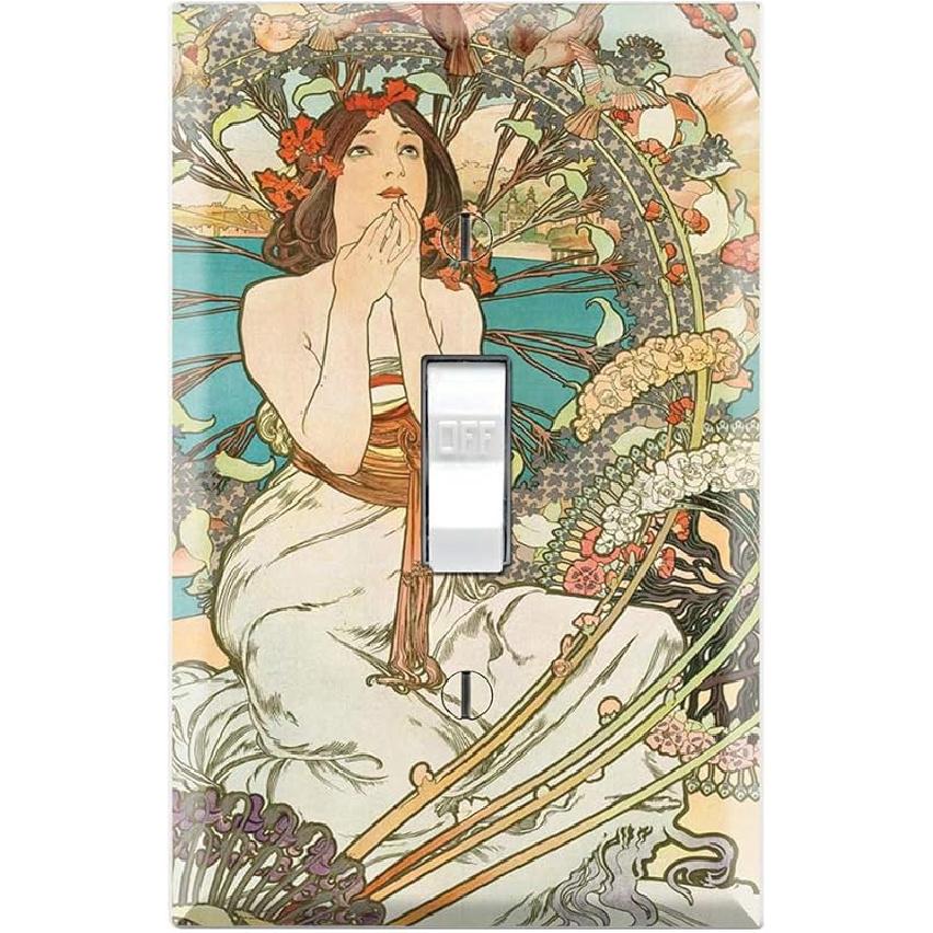 Графические настенные пластины - Монако-Монте-Карло от Альфонса Мухи - Крышка настенной пластины с одним переключателем Single Toggle