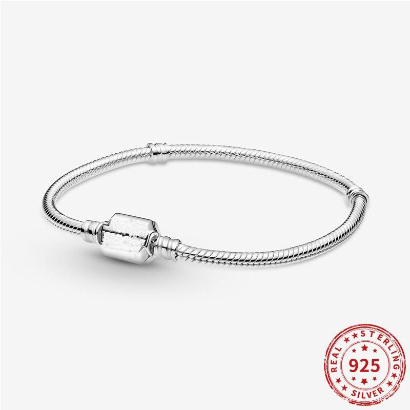 

Настоящие бусины из стерлингового серебра 925 пробы Pan Moments Snake Chain Slider Браслет Stars Wars бусина-шарм Женский браслет Ювелирные изделия 20cm