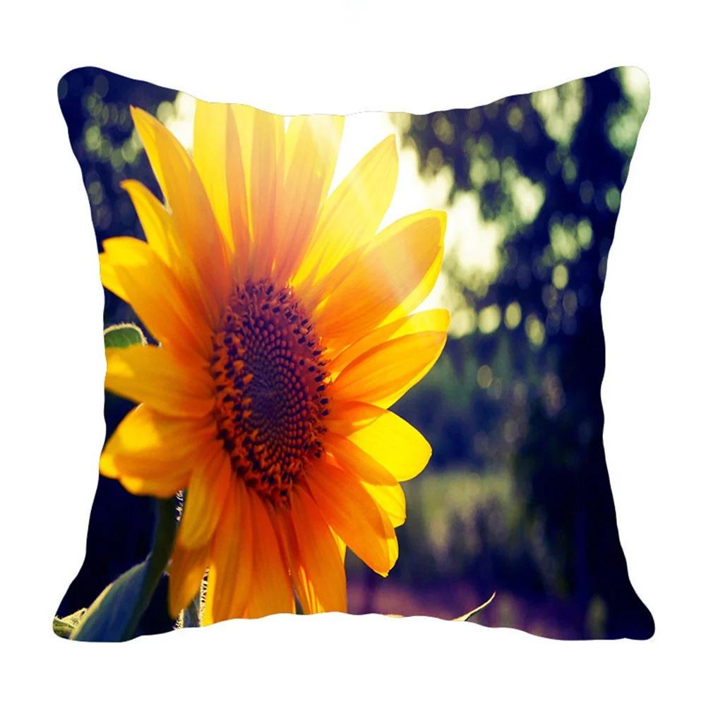 Sunflower Print Pillowcase Office Living Room Home Pillowcase Car Ornaments