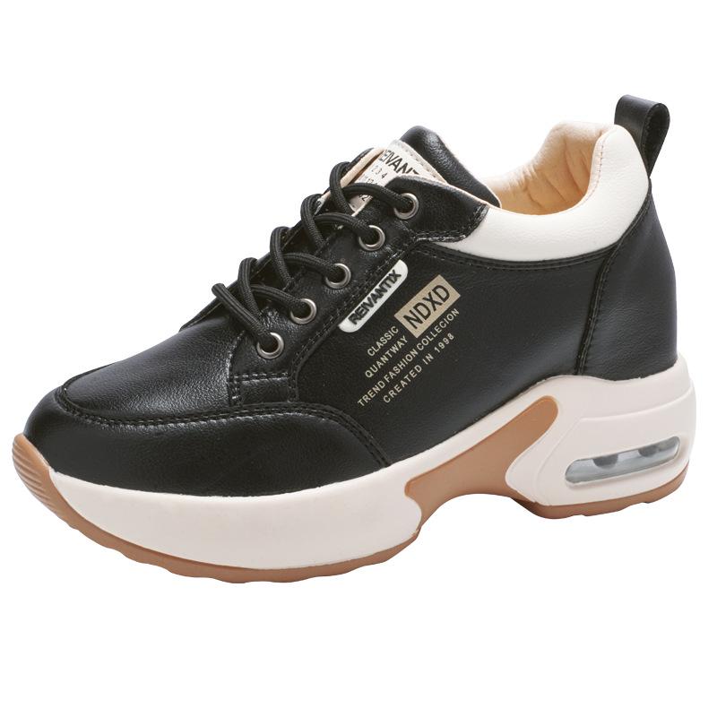 

2025 Autumn Women s White Leather Height-Increasing Sneakers with Thick Soles - New Fashion Versatile Casual Sports Shoes Size 39