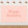 Happy Birthday Background Banner, On Supplies Daisies Flower Photography Background Photo Props Wall Decoration