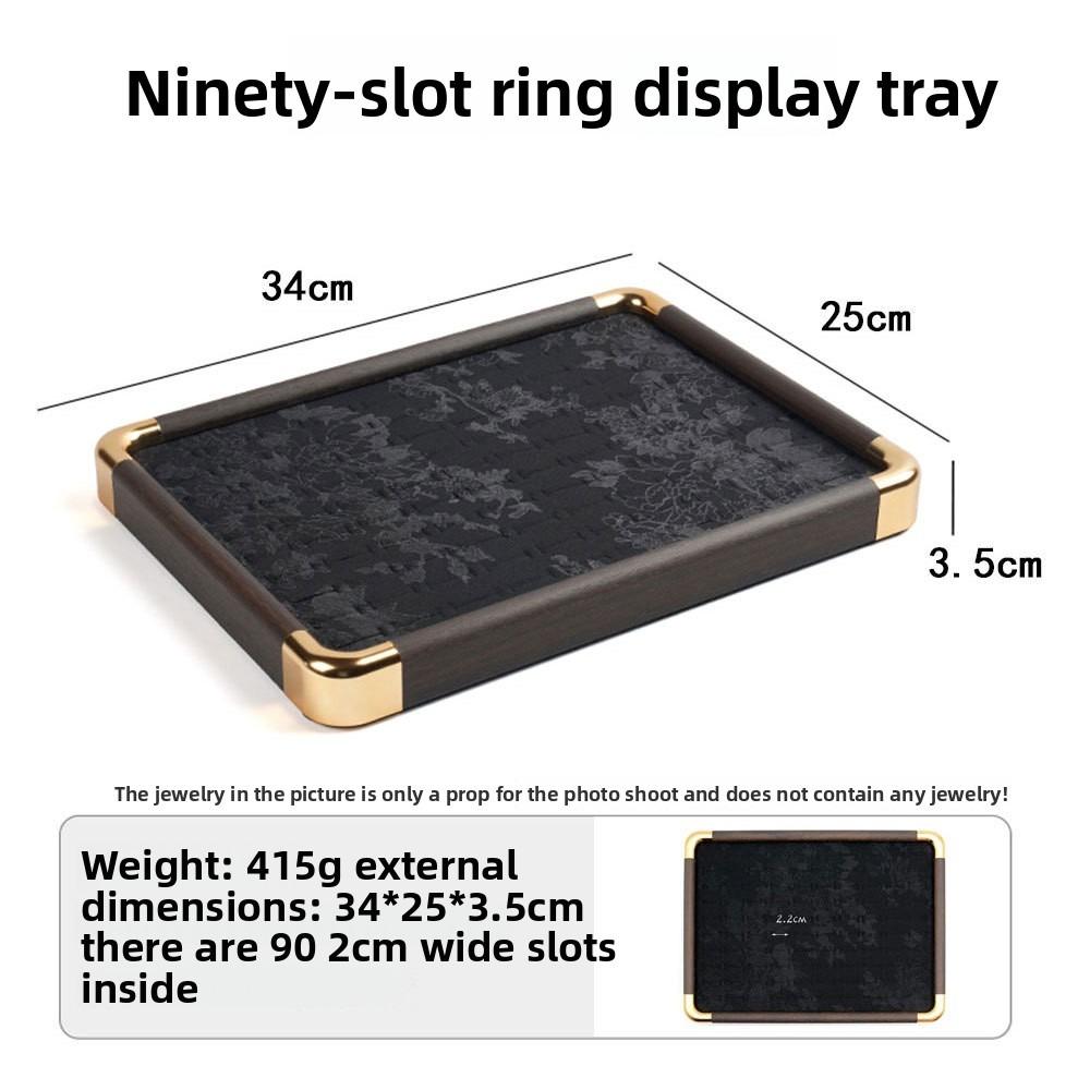 Rounded-edge Jacquard Storage Tray with Wood Texture, Viewing Plate for Jadeite, Gems and Assorted Ornaments