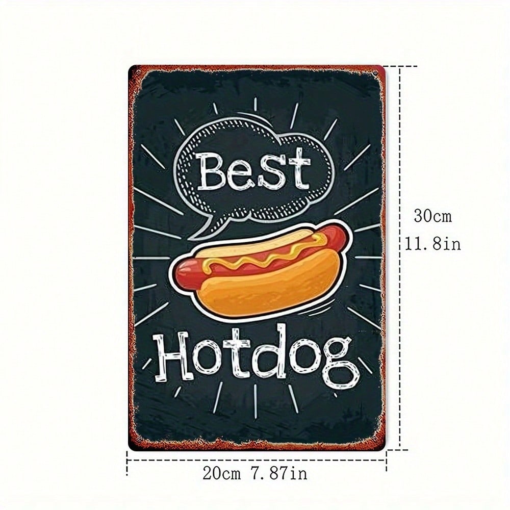 Retro Hotdog Blechschild Vintage Wandkunst Küchen Dekoration Robustes Metall
