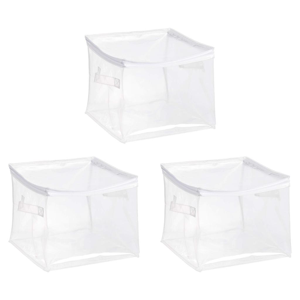 Amazon Basics Clear Zippered Storage Boxes, Set of 3