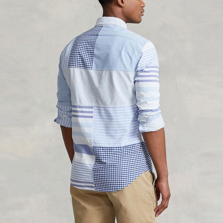 Polo Ralph Lauren SS22 Classic Oxford Cloth Fun Striped Shirt Men Shirts Blue MNPOWOV16821970-999