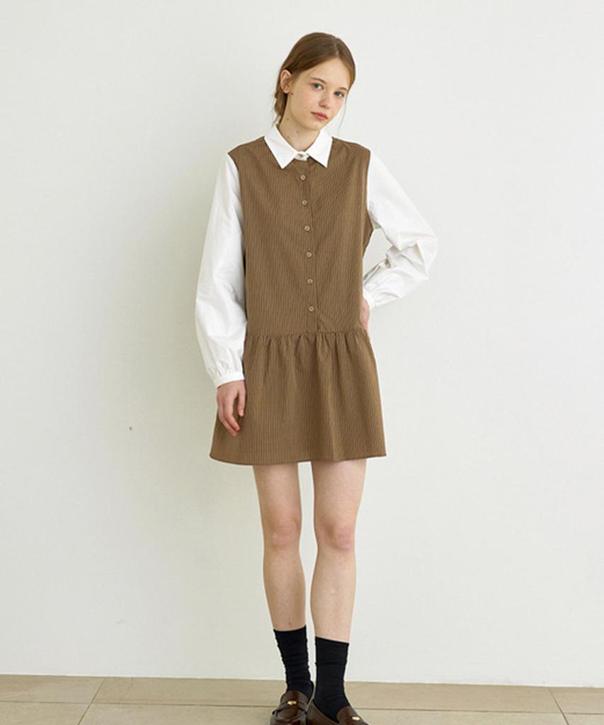 Aejeuipeu Baydon Shirred Dress (Brown)