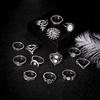 Water Drop Flower Sunflower Moon Sun Fourteen-piece Ring Hollow Carved Ring Set