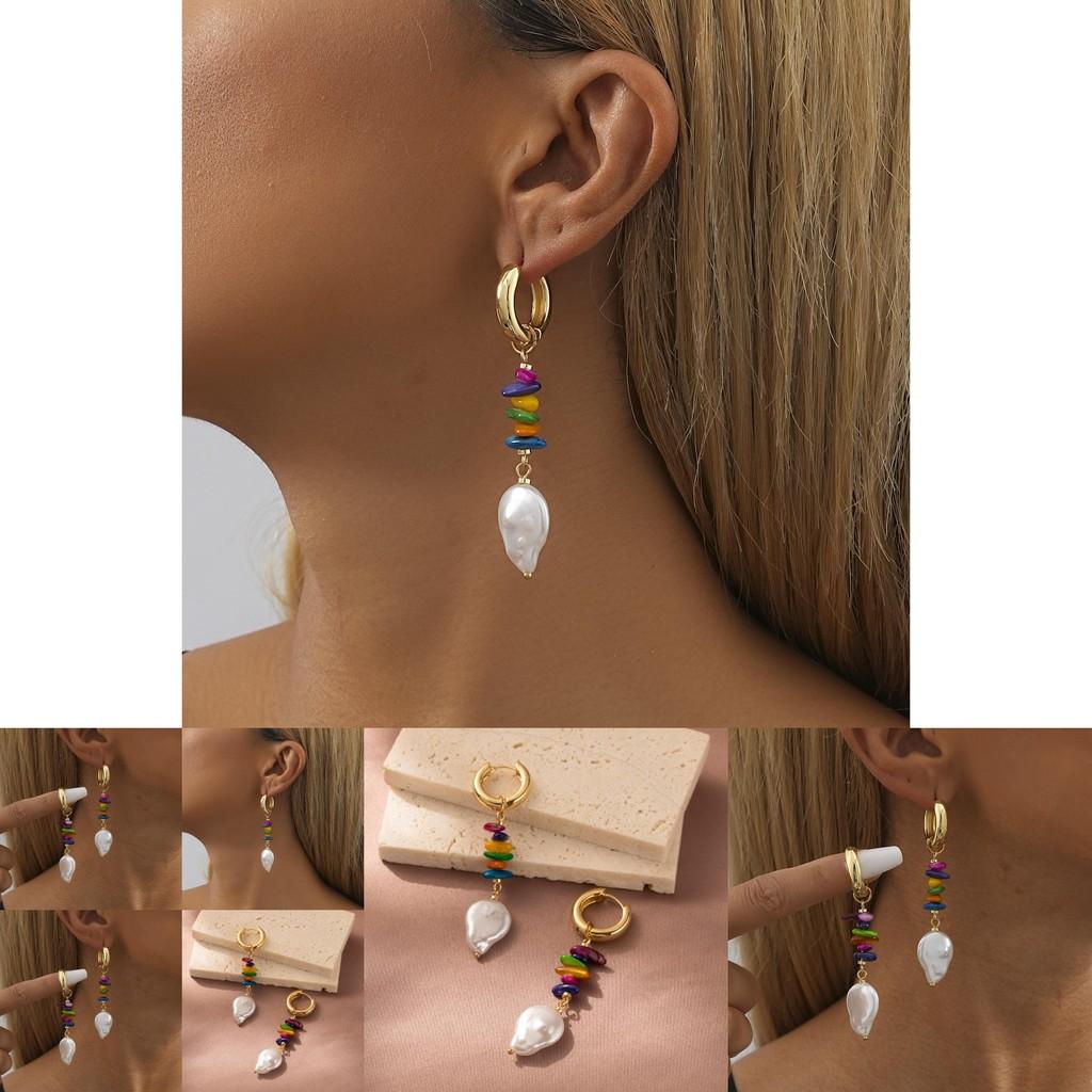 Autumn 2023 Trendy Earrings With Colorful Natural Stones And Imitation Pearls