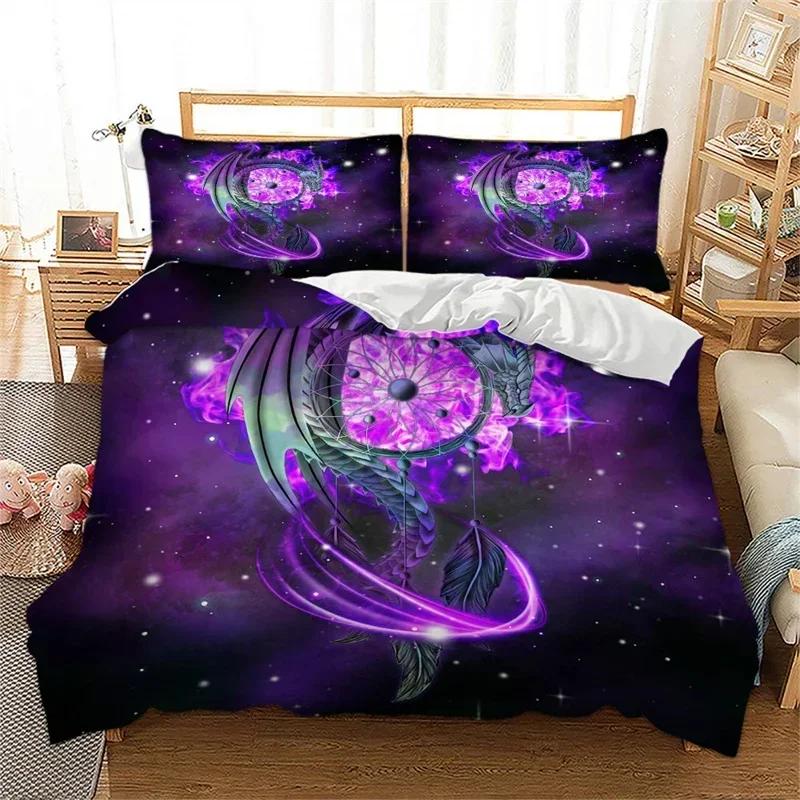 Dreamcatcher White Bohemian Bedding Set Single Twin Double Queen King Cal King Size Bed Linen Set