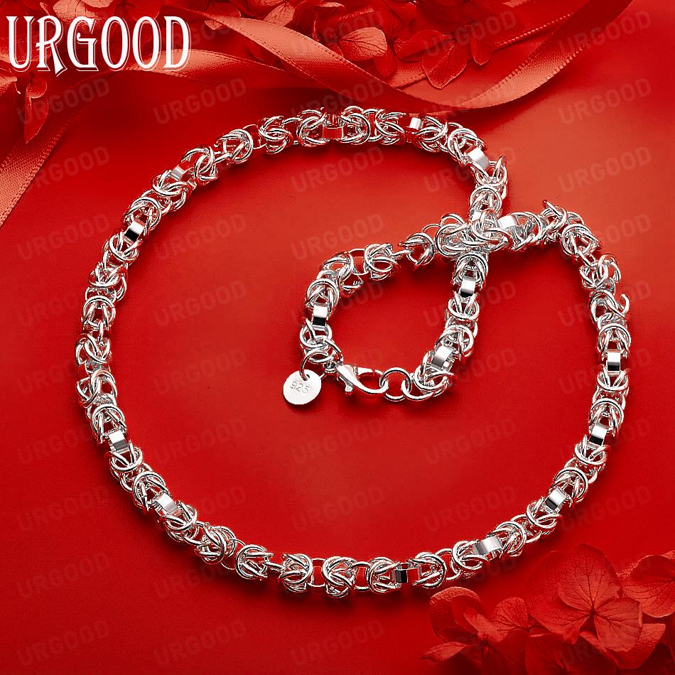 925 Sterling Silver Interlocking Necklace - Banquet Gift Jewelry 45cm