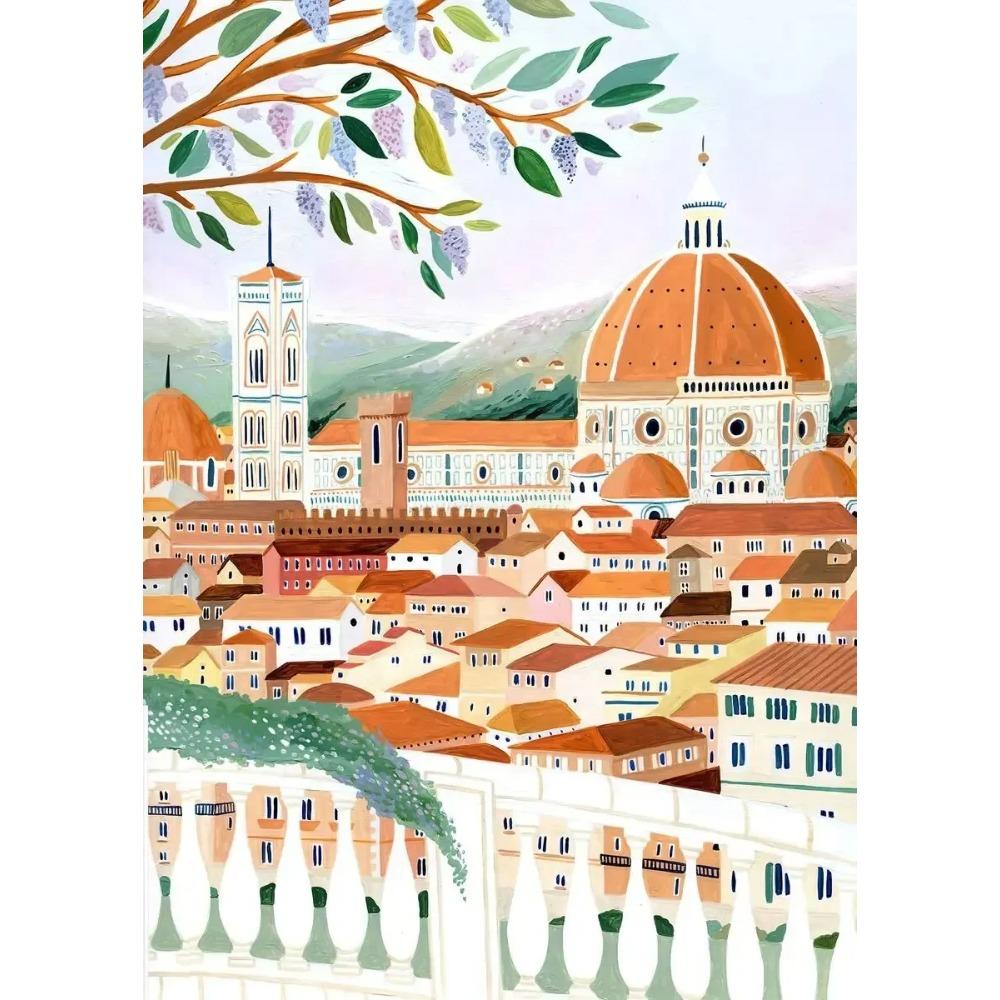 World Travel City Poster Landscape Greece Italy Florence Paris France Canvas Print Painting Wall Art Living Room Home Decorative