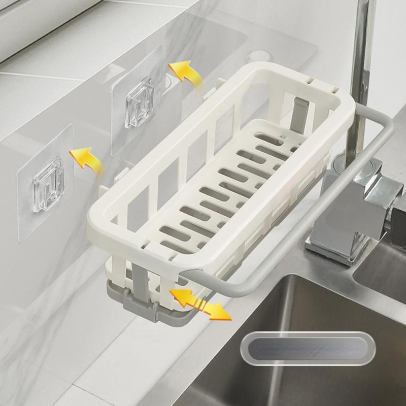 Sponge Holder Kitchen Organizer Dish Drainer Soap Rack Sink Tray Dishcloth Towel Rack Wall Mounted Storage Basket Shelf Kitchen