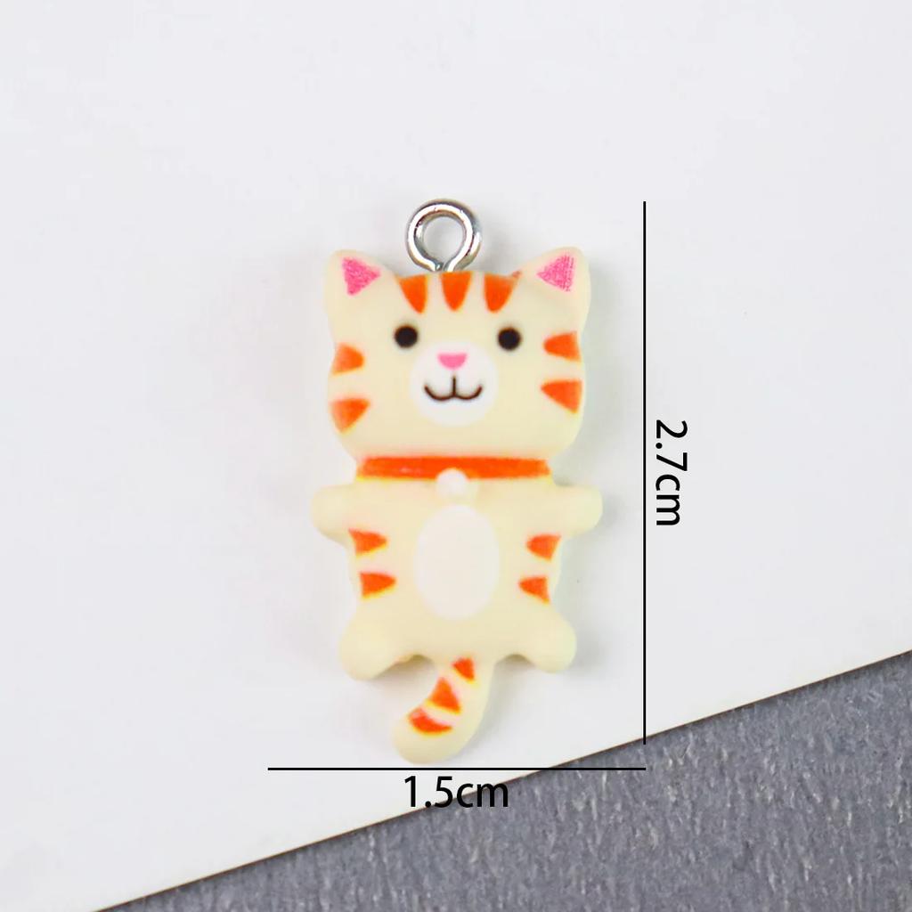 DW08 20 Stück 15x28mm Tollpatschig Entzückende Persönlichkeit Cartoon Niedliches Katzen-Design 3D Harz Tieranhänger DIY Armband Handgemachter Schmuck