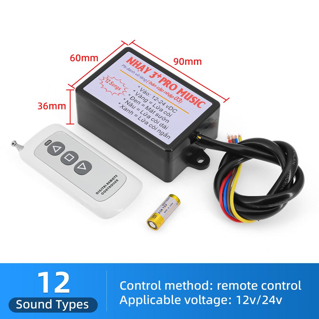 8 Sounds Musical Electronic Horn Controller 3+ Pro Music Rapid Horn Relay 12-24V 8Tones 12 Tones Horn for All Car Motor Truck