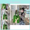 Trendy Japanese Green Cartoon Bunny Knitted Tote Bag For Women And Students