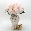 Ceramic General Jar Handmade Ginger Jar Golden Grid Porcelain Candy Storage Jar Art Decorative Tank Vase Home Decoration