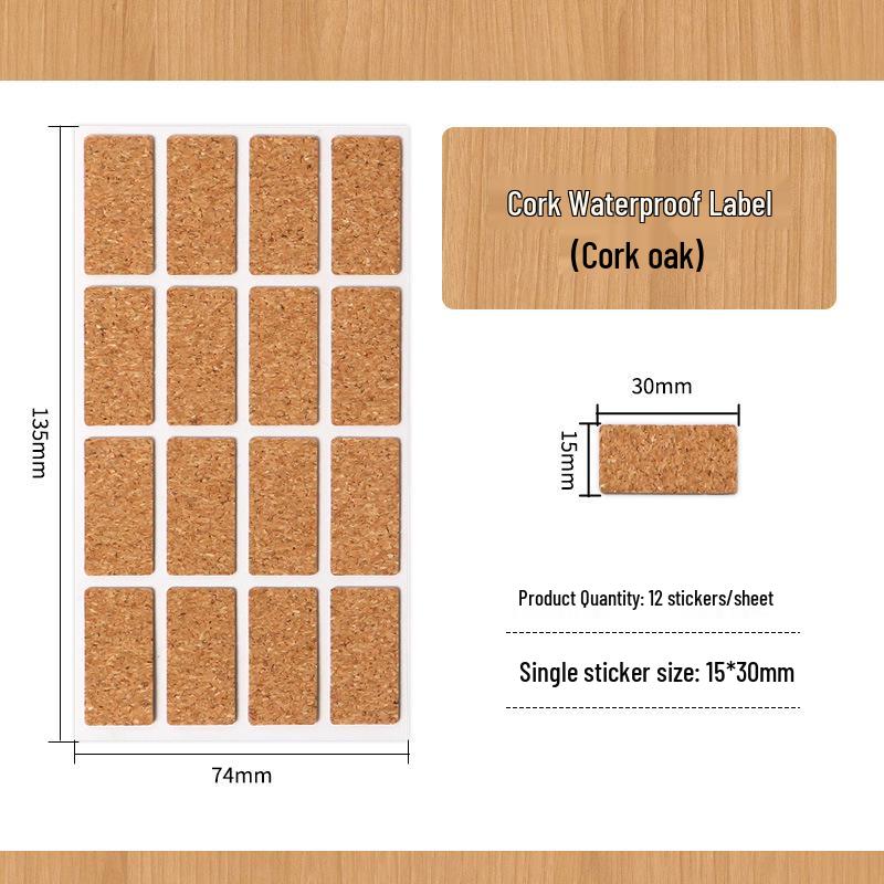 

Traceless Self-Adhesive Waterproof Cork Grain Kitchen Label Stickers