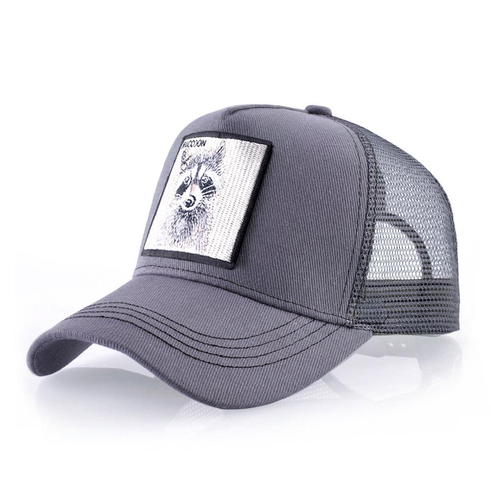 Raccoon Embroidered Mesh Baseball Cap – European & American Street Fashion