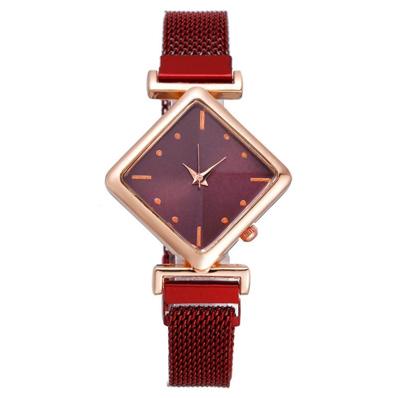 Popular fashion rhombus women's watch women's watch quartz women's lazy iron magnet one piece