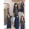 Dark gray short sweater women's thick coat slim-fitting waist hooded top early winter wear with slim shoulders