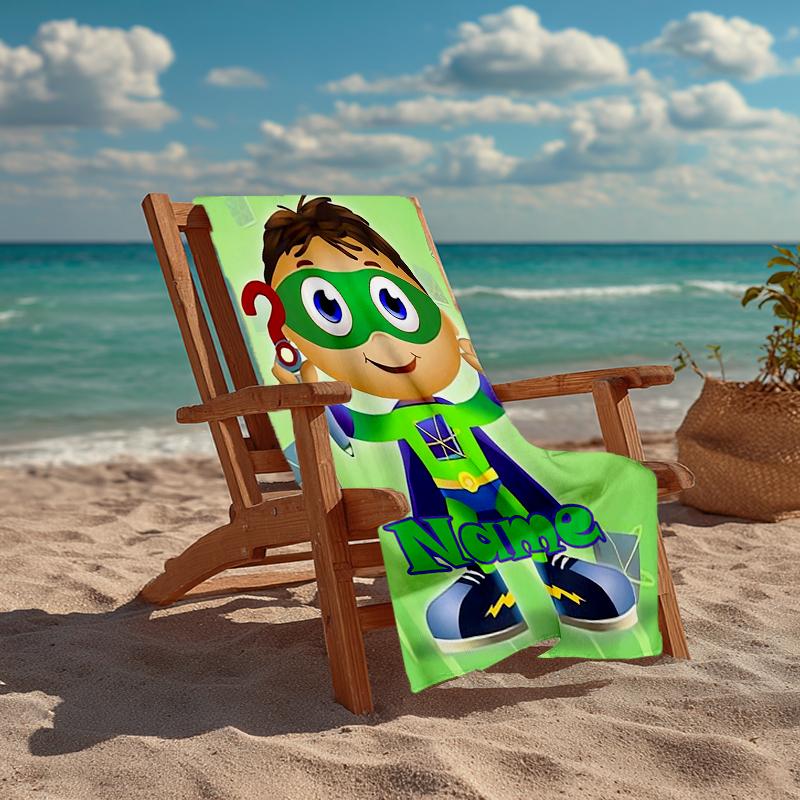 Custom Name Ultra-Soft Beach Towel with Super Why Theme,Ideal for Pool - Camping, Diving - Perfect Travel Essential, Vibrant Beach Towel.