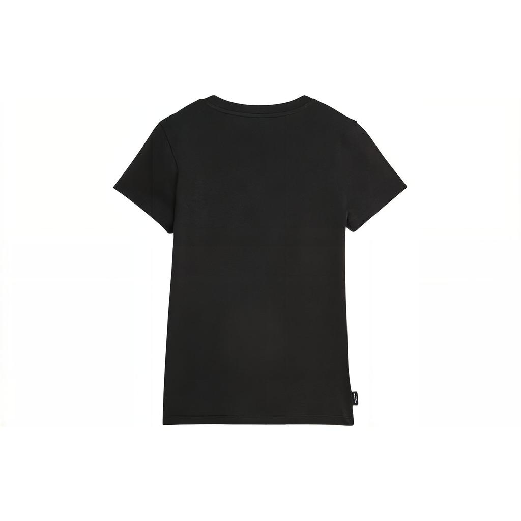 Puma Team Tee Letter Embroidery Round Neck Short Sleeve T-Shirt Women Tops Black 624706-01
