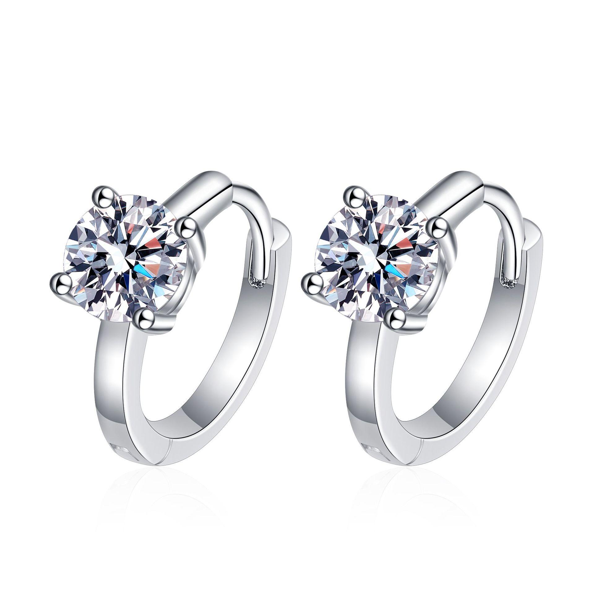 PT950 Platinum Four-Claw 50-Point Moissanite Stud Earrings for Women 1 Carat Moissanite