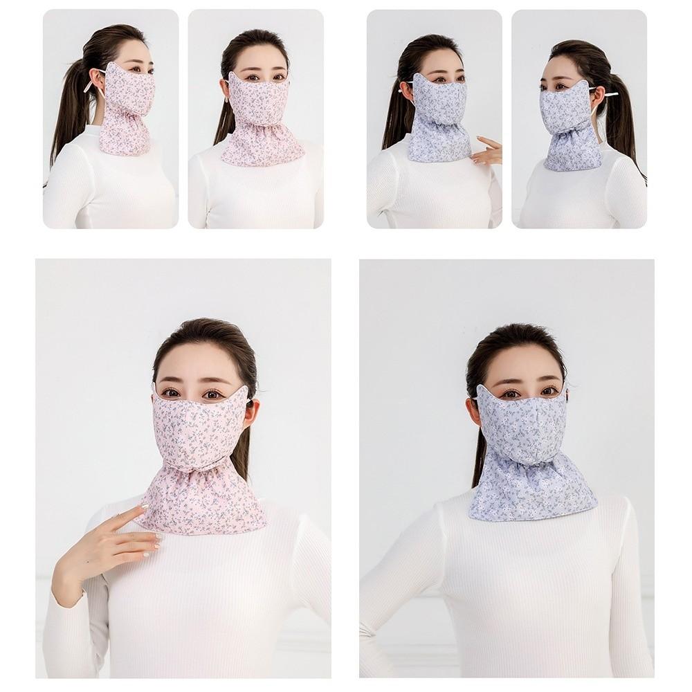 Thickened Face Shield Floral Pattern Cycling Face Shield  Winter Outdoor Activities