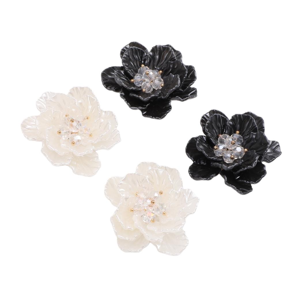 4PCS Clip On Button Covers Camellia Flower Cufflinks for 1.8cm Diameter Cuff Buttons Crafts Sewing Clothing Decoration