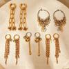 European and American Retro Chain Earrings Contrasting Color Water Droplets Fringed Long Jewelry
