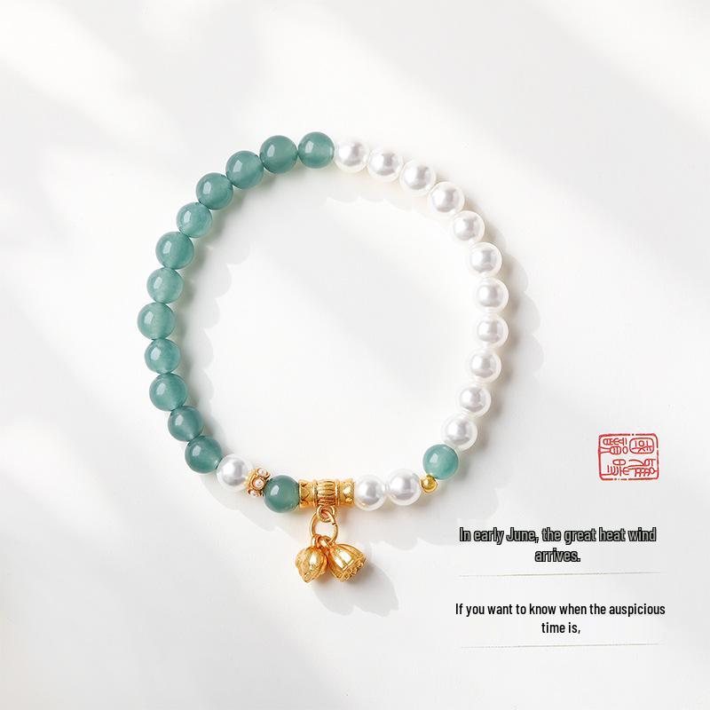 Aquamarine & White Crystal Beaded Bracelet: Fairy Summer Style for Girls, Sweet & Simple Fashion Hand Jewelry with a High-End Feel