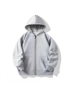 Cárdigan Informal con Capucha y Cremallera para Niños - Otoño/Invierno, Color Sólido, Estilo con Terciopelo Adicional