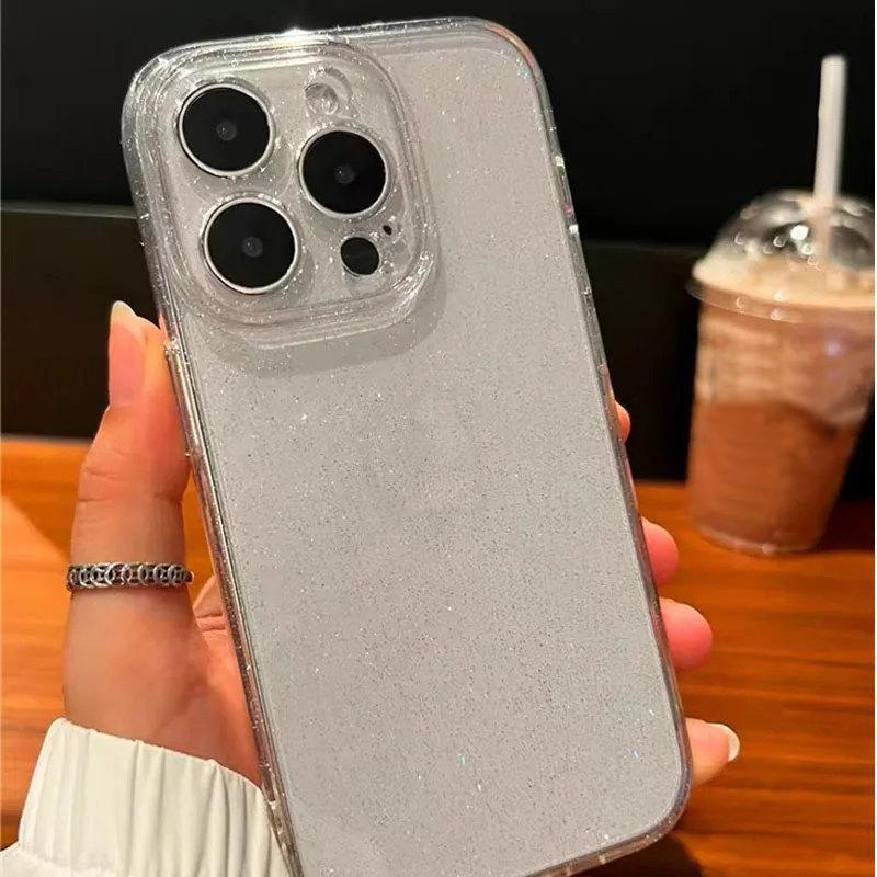 Luxusní průhledné pouzdro Bling Glitter pro iPhone 15 14 13 12 11 Pro Max 14 15 Plus Měkký průhledný silikonový kryt nárazníku