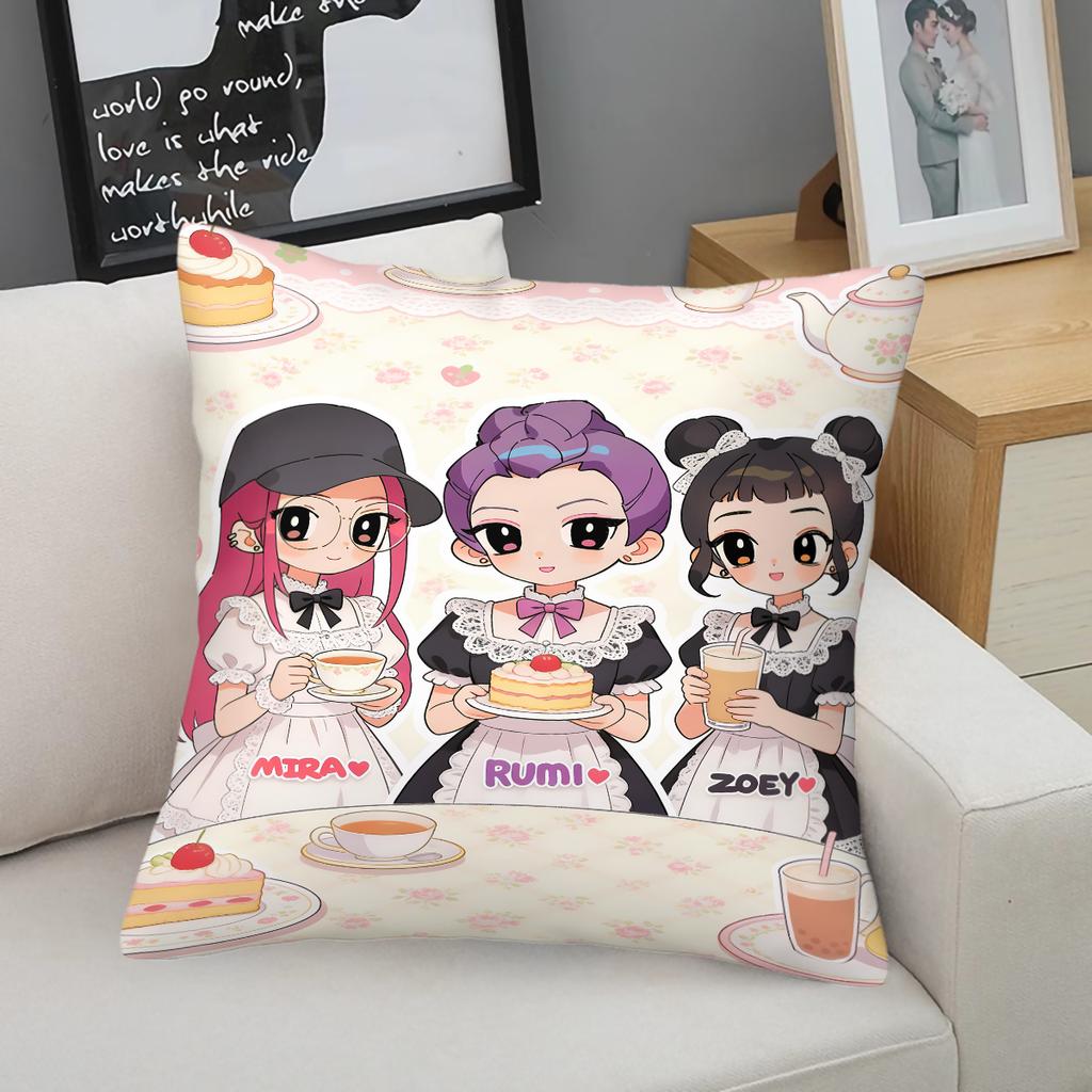 Kpop Style Throw Pillow Decorative Cushion Cute Chibi Anime Maid Cafe Print Soft Pillow For Sofa Bedroom Perfect Gift For Teens Fans