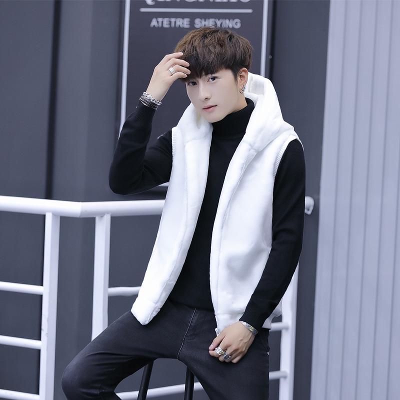 Herren Plüsch Kunstpelz Nerz Samt Kapuzen Umhang Jacke für Herbst & Winter