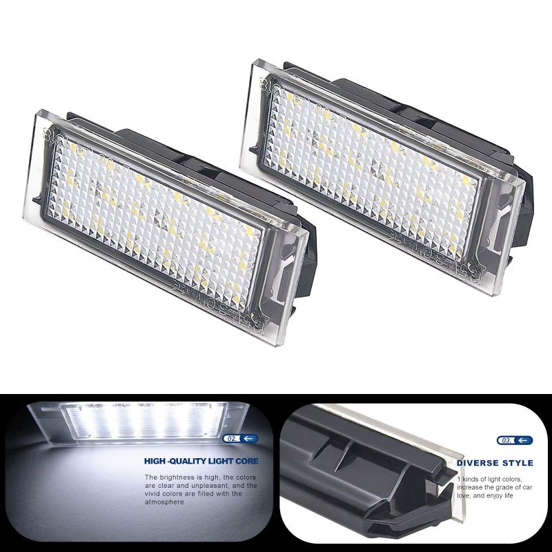 2Pcs Car LED License Number Plate Lights For Renault Vel Satis Clio 3 4 Espace 4 Twingo 2 Megane 2 3 Grandtour Laguna 2 3 Master License Plate Lights