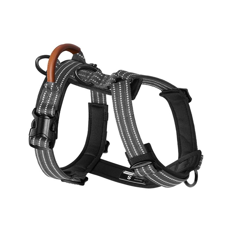 Premium No-Pull Dog Harness with Leather Handle Adjustable 3M Reflective Straps Escape-Proof Walking Lead for Medium Large Dogs