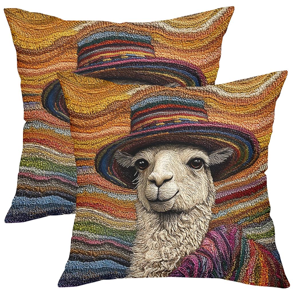 2D flat printing Colorful Llama Patterned Pillow for Home Decor Polyester pillowcase sofa decorative cushion cover
