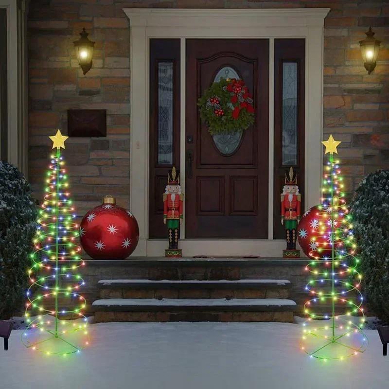 Solar Christmas TreeOutdoor Stand Garden LED Ground Lamp String Saterproof IP65 Star Lantern Decorative Home Decor