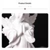White Resin Praying Angel Figurines With Delicate Wings Floral Crown For Home Desktop Shelf Decor